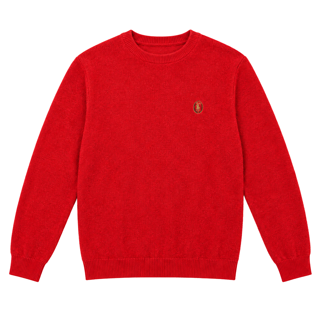 Chaps Ralph Lauren Sweater Size L Red Herringbone Knit Crewneck 1