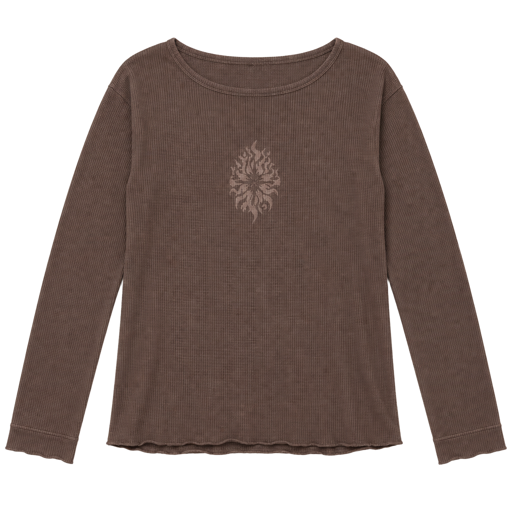 Anvil Long Sleeve Graphic T-Shirt Size L Brown Tree Sun 1