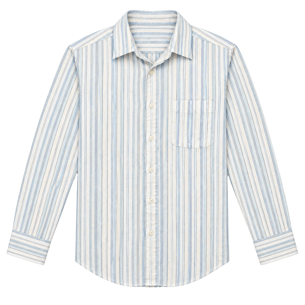 Arrow Kent Collection Striped Long Sleeve Button Up Size 15 1/2-32 Blue White 1