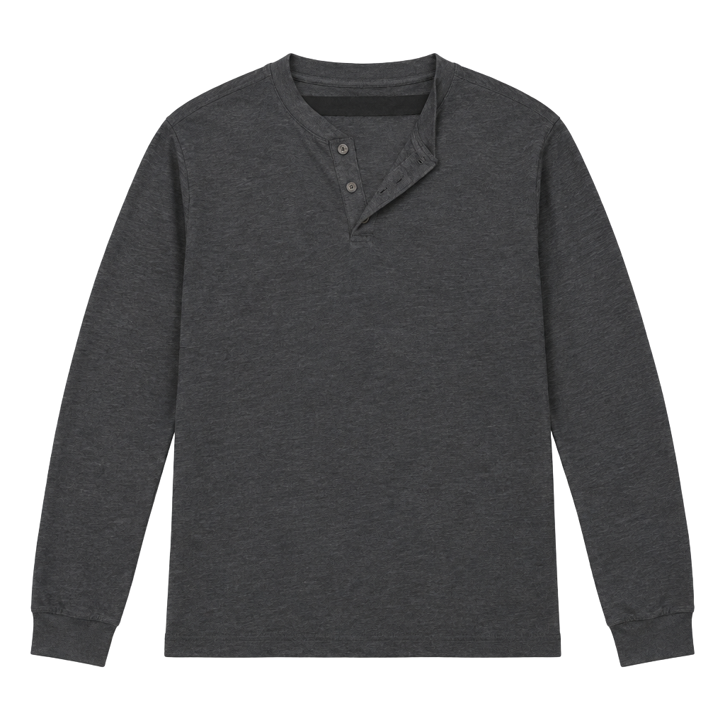 Northeast Outfitters Waffle Henley Size L Dark Gray Cotton Long Sleeve 1