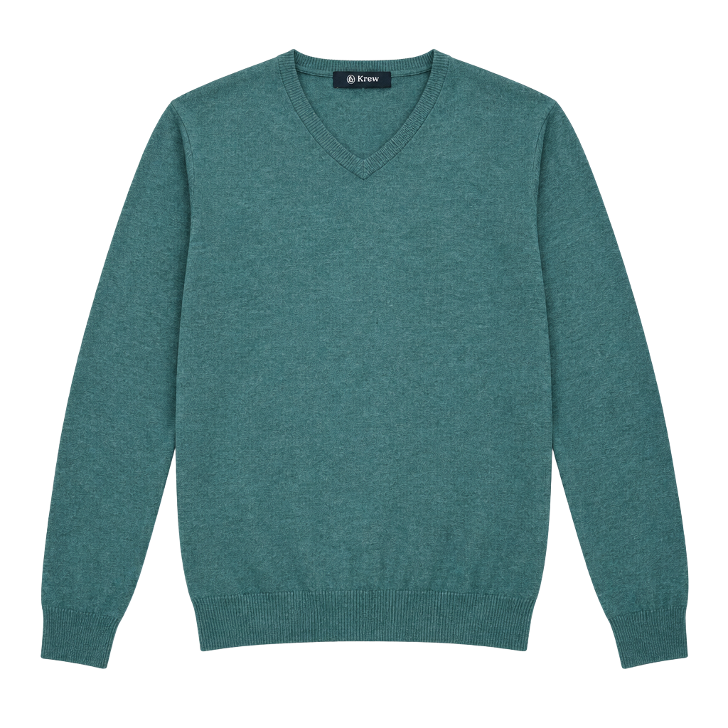Mr Kenzy Lambswool V-Neck Sweater Size L Teal 1