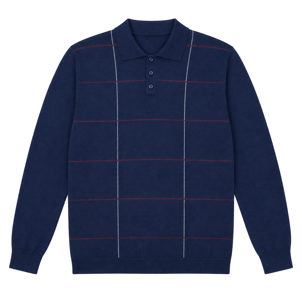 Thane Polo Sweater Size XL Blue Acrylic Striped Vintage 70s Long Sleeve 1