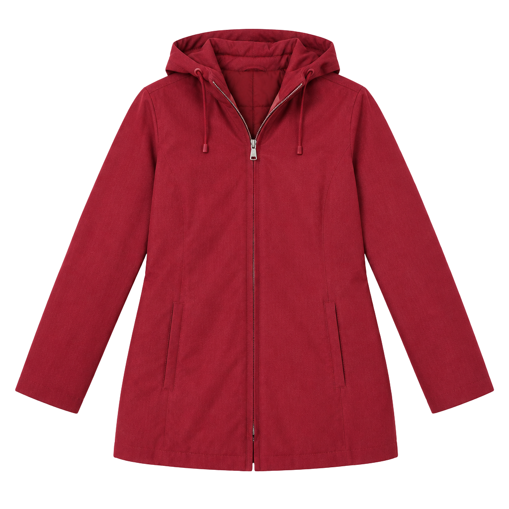 Eddie Bauer Hooded Rain Jacket Size M Red Nylon Fleece Lined 1