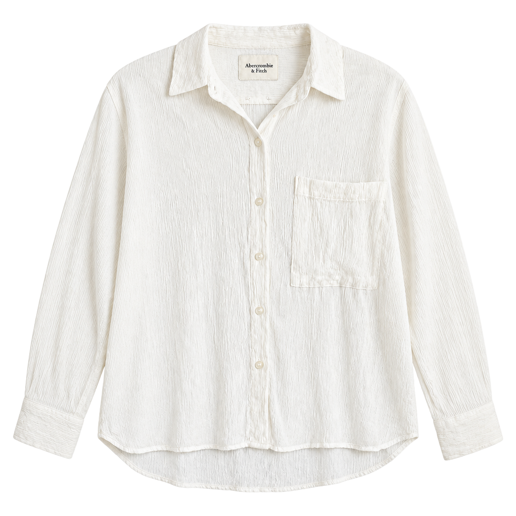 Abercrombie & Fitch Button Down Shirt Size S White Gauze Long Sleeve 1