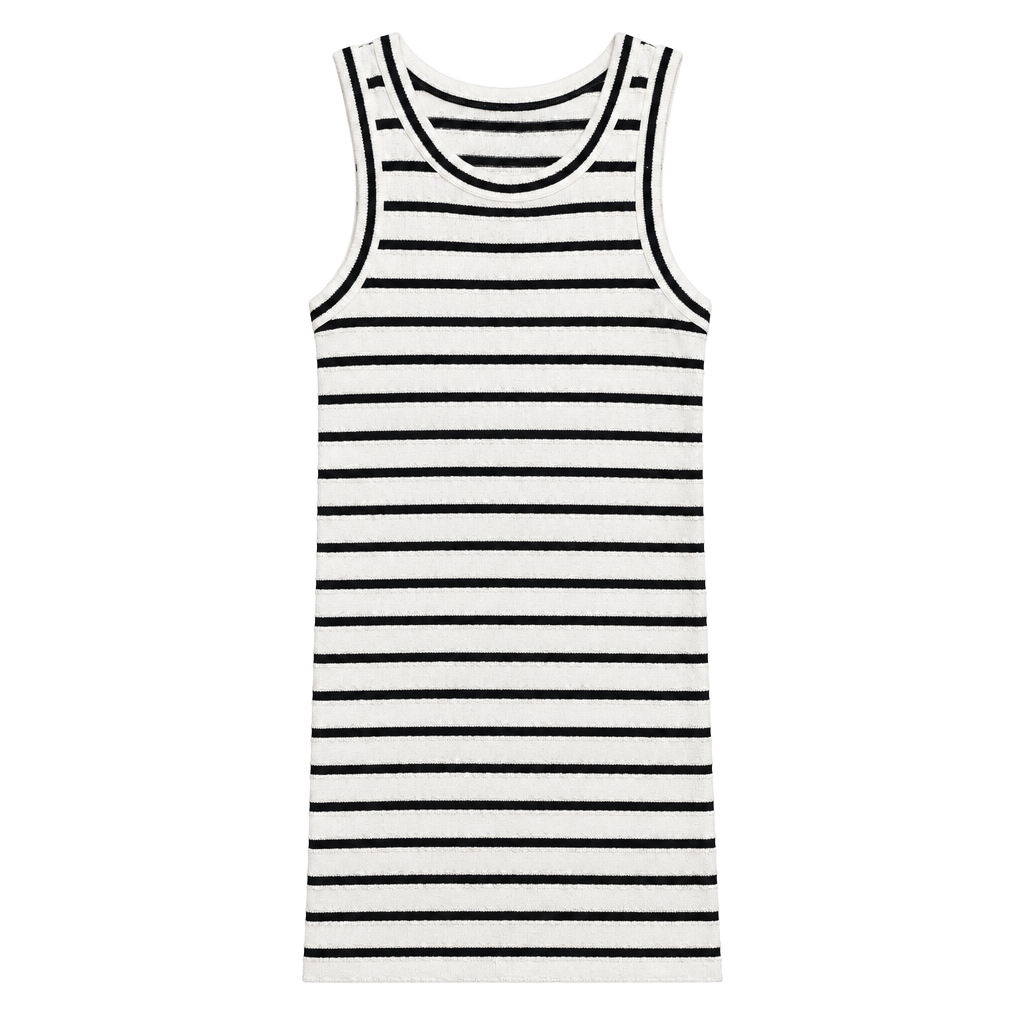 LOFT Striped Midi Dress Size S Black White Ribbed Tank 1