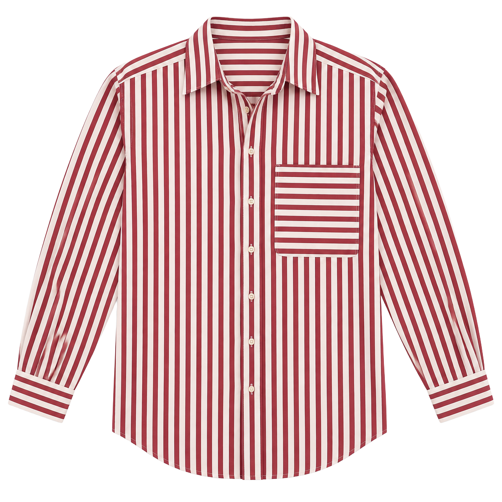 LOFT Striped Button Down Shirt Size S Red White Pocket Long Sleeve 1