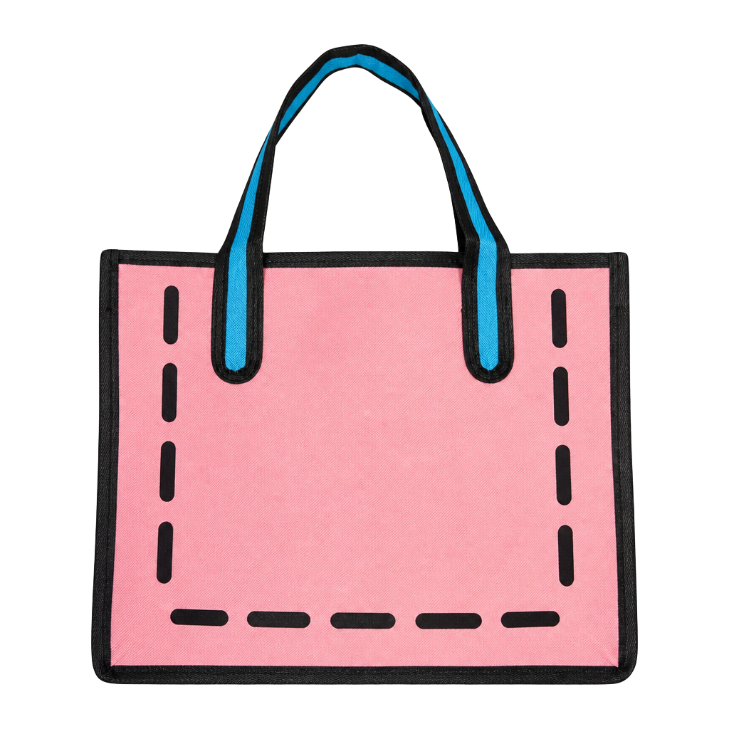 2D Cartoon Style Anime Tote Bag Pink Blue Shoulder Handbag 1