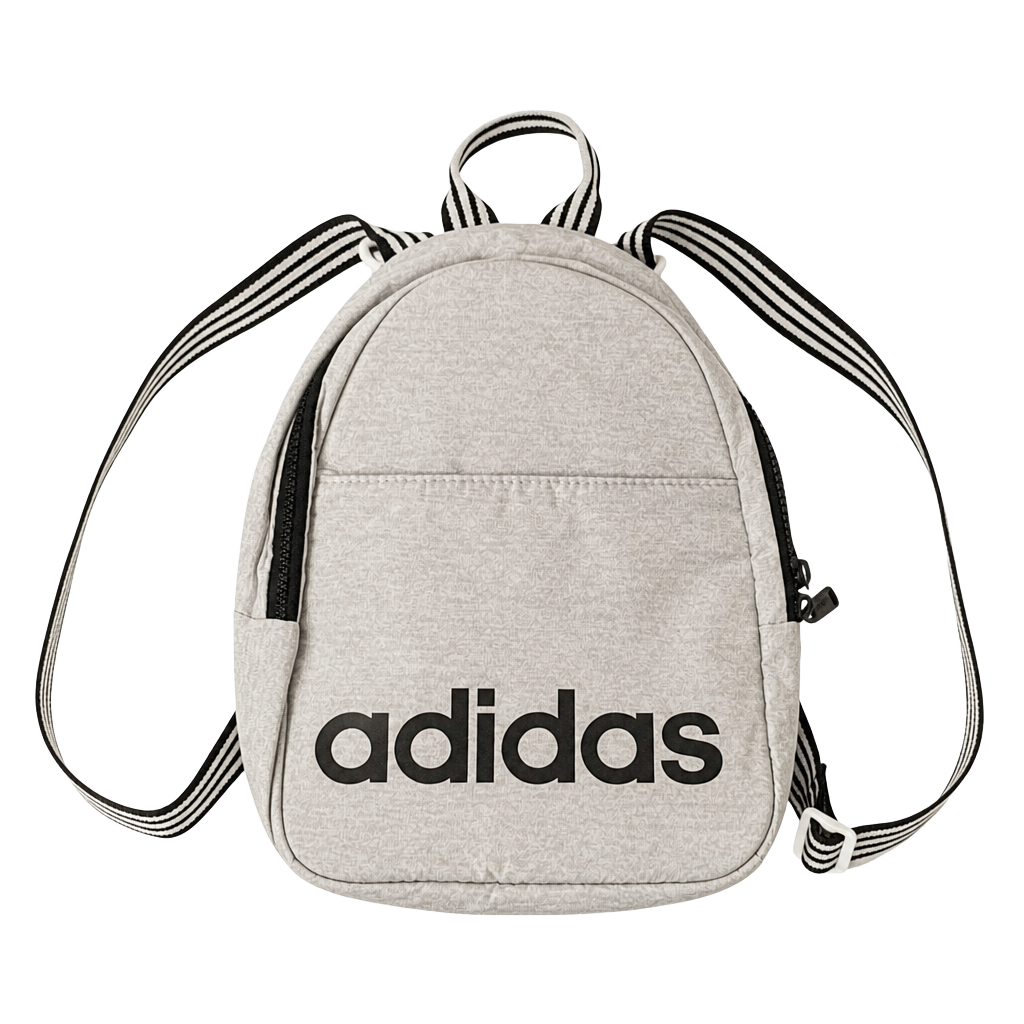Adidas Core Mini Backpack Gray Jersey With Black Stripes 1