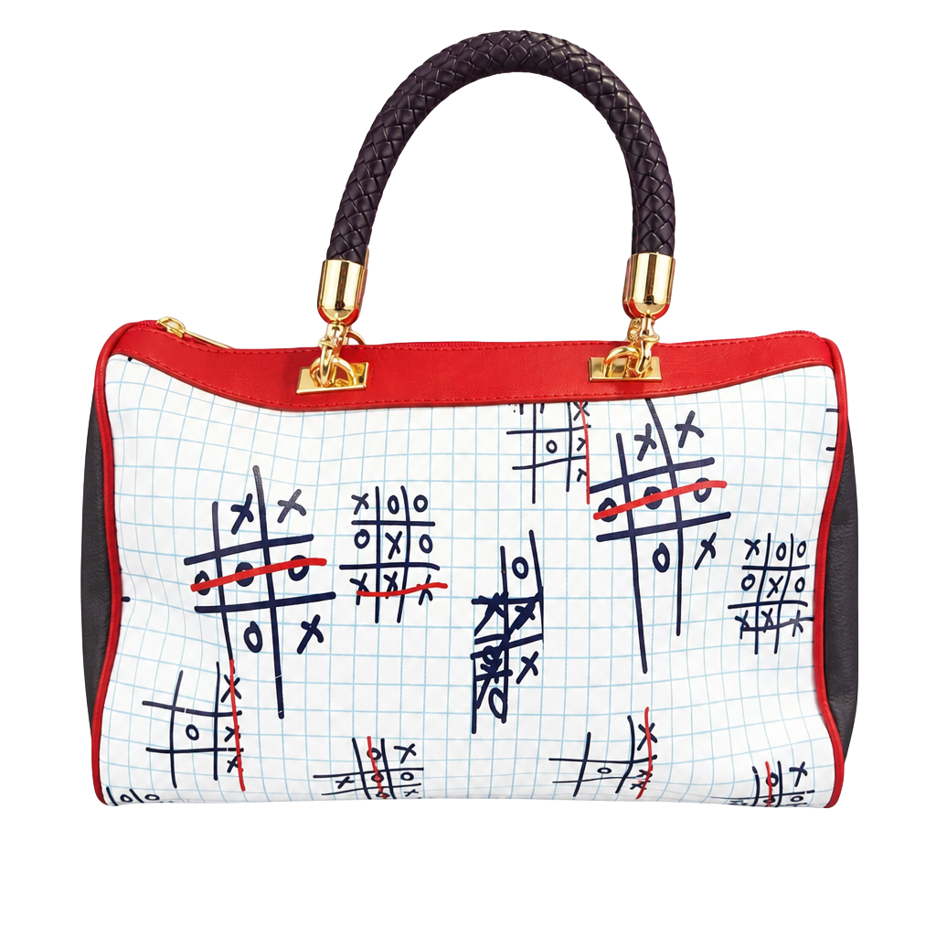 Tic-Tac-Toe Notebook Print Handbag with Crossbody Strap 1