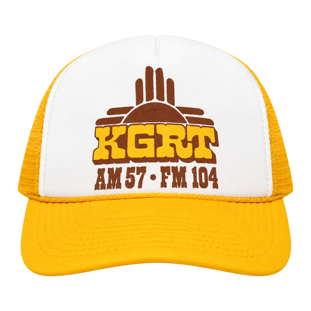 Nissin KGRT AM 57 FM 104 Radio Trucker Hat Vintage Yellow Snapback Cap 1