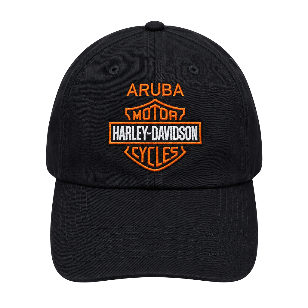 Harley-Davidson Aruba Baseball Hat Black Strapback Cap Embroidered 1