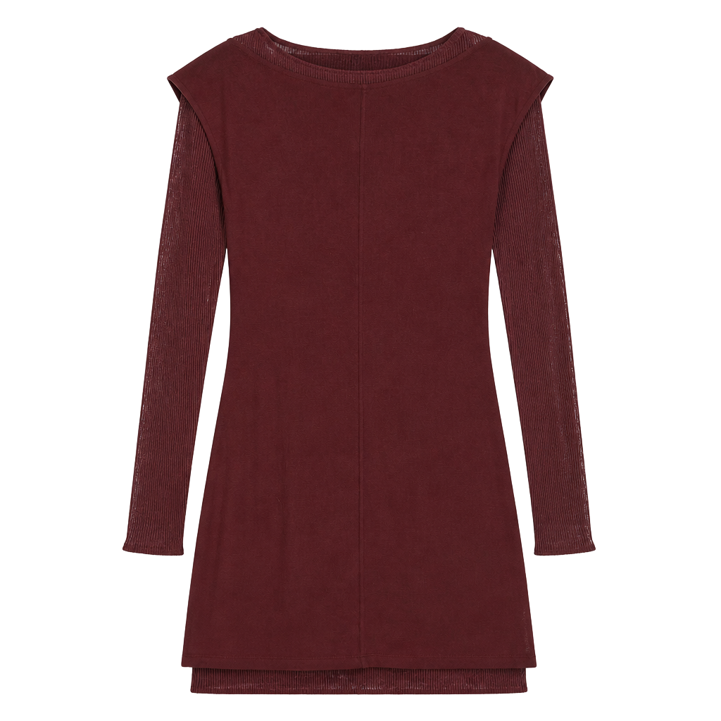 Dark Academia Divided By H&M Dress Size M Burgundy Knit Mini 1