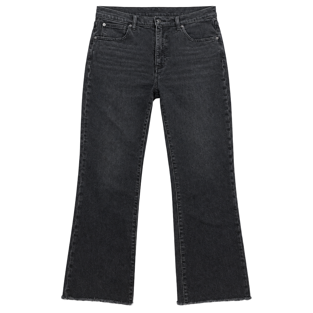 Kick Fit High Rise Jeans 31 12R Black Raw Hem Cropped Flare 1