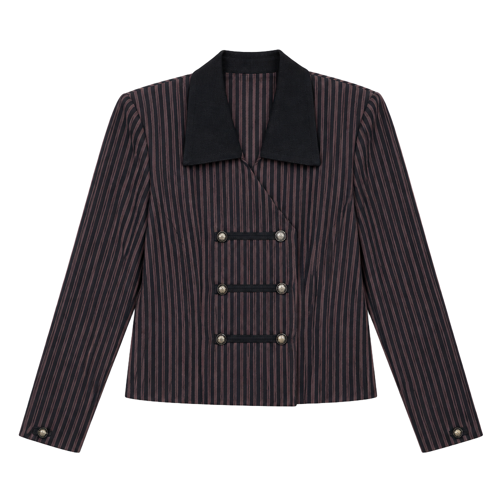 Vintage 90’s Striped Cropped Blazer Size 8 Brown Black Jacket 1