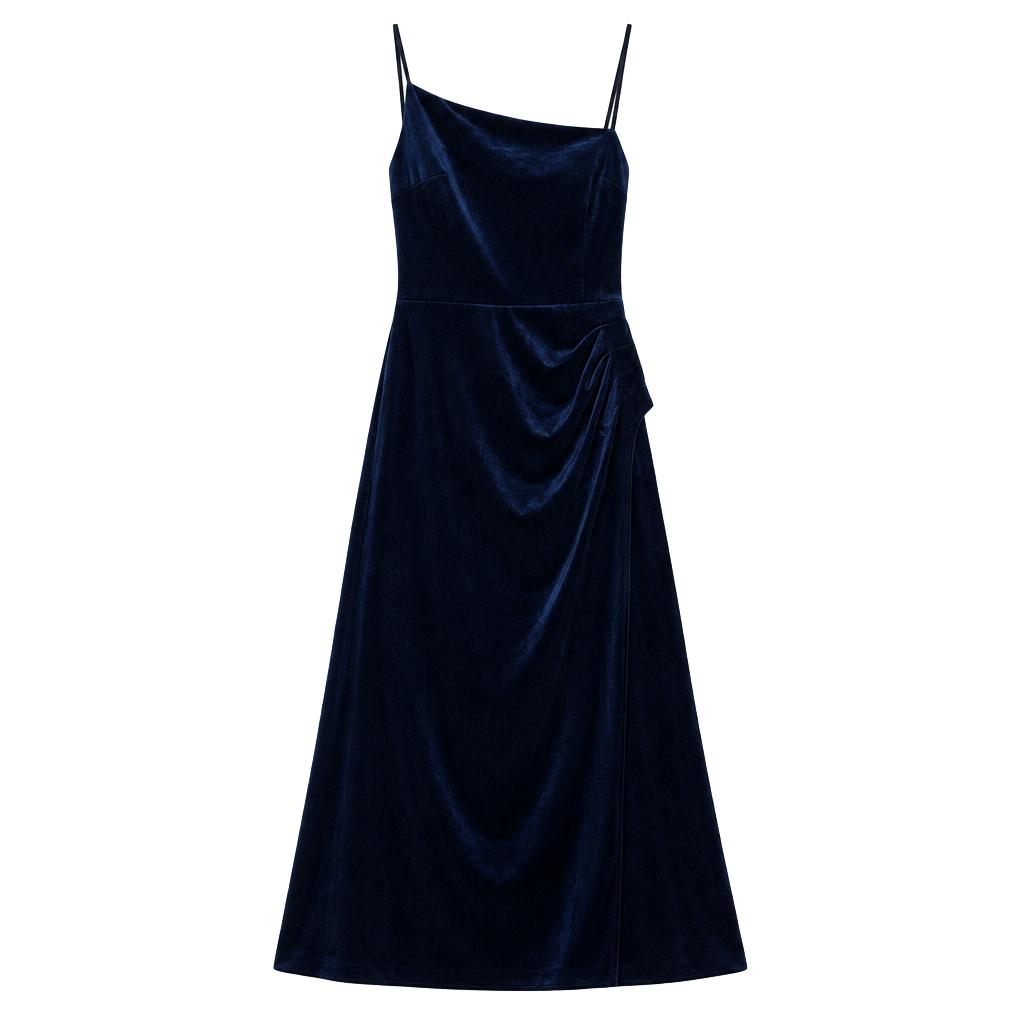 Dark Academia One Shoulder Thigh Split Velvet Gown 1