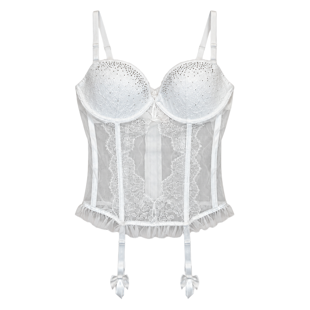 Victoria's Secret Fairycore White Rhinestone Mesh Bustier Corset 1