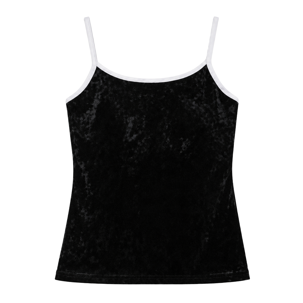 Barbie Subtle Goth Velvet Camisole Black Crushed Velour Tank Top 1