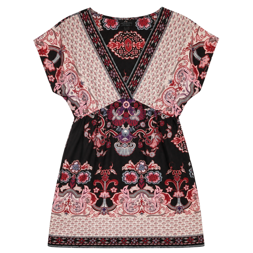 FairyCore Y2K Angie Boho Dress Size S V-Neck Floral Mixed Print 1