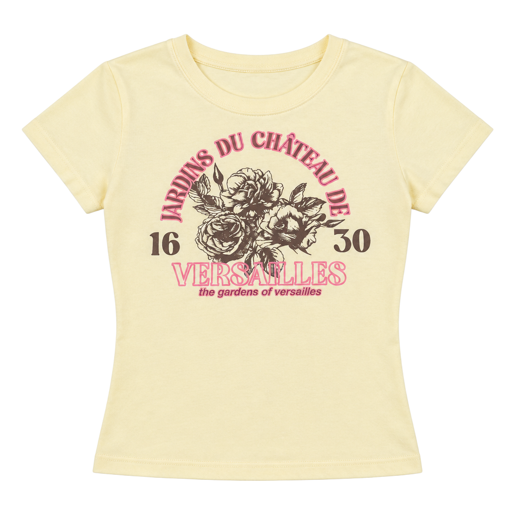 H&M Light Yellow Coquette Jardins Du Chateau De Versailles Baby Tee 1