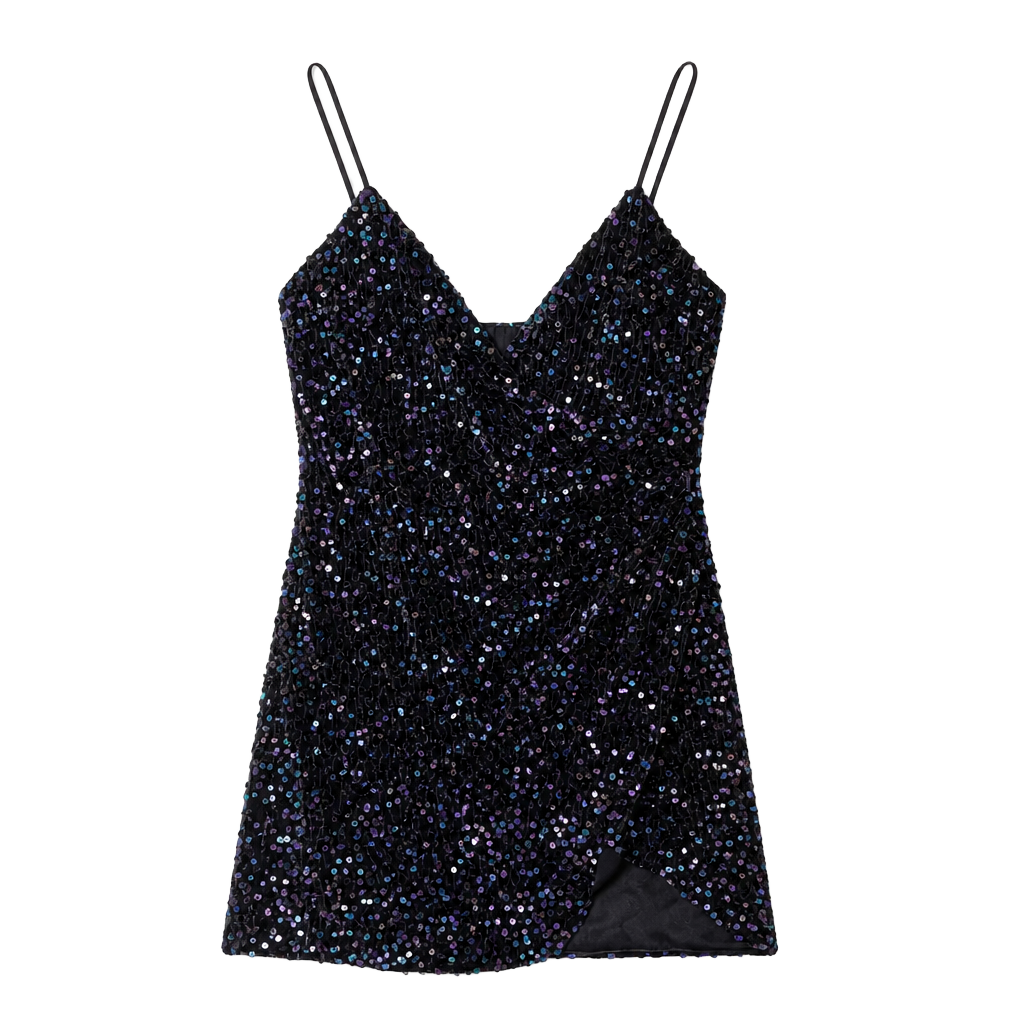 Black Sequin Mini DressHomecoming Formal Cocktail Party Y2K L 1