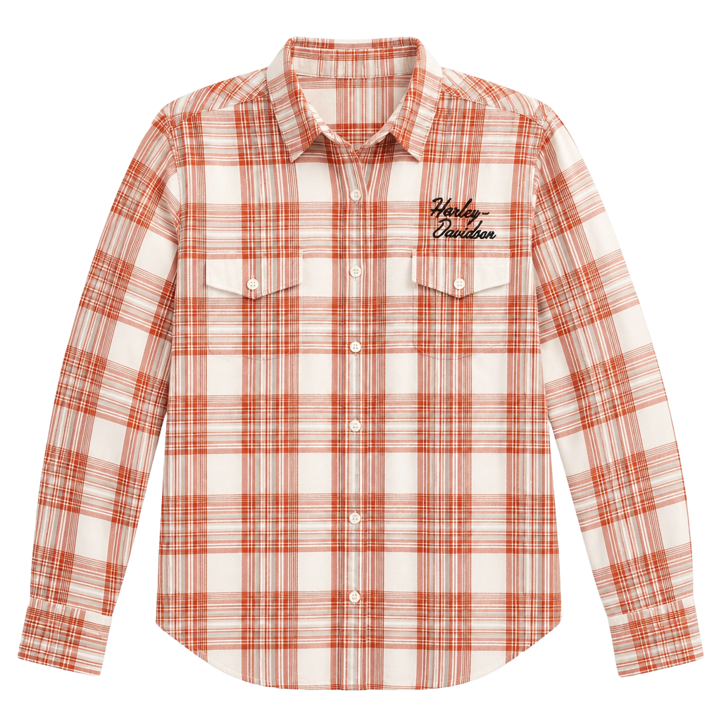 Harley Davidson 3W Plaid Shirt Bar & Shield Embroidered Biker Moto Plus 1