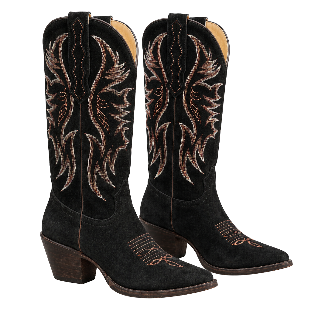 Idyllwind Miranda Lambert Black Suede Cowboy Boots 8B Western Embroidered 1