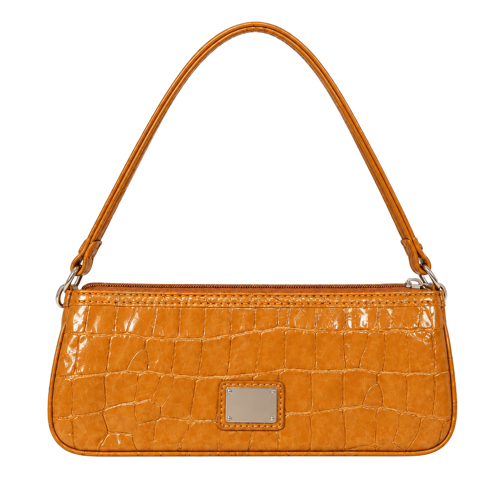 Liz Claiborne Y2K Croc Embossed Baguette Bag Tan 2000s Wristlet 1