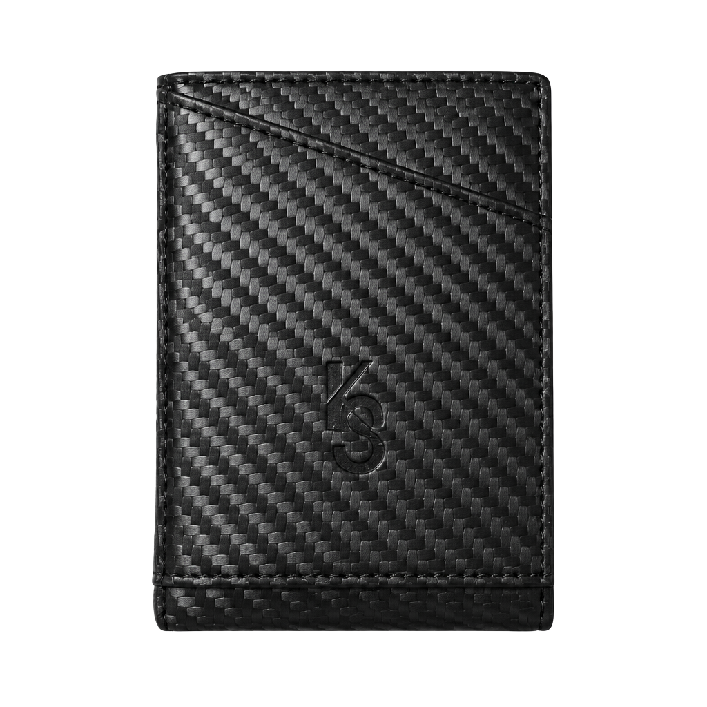 KS Men's Carbon Fiber Wallet AirTag Holder Black 1
