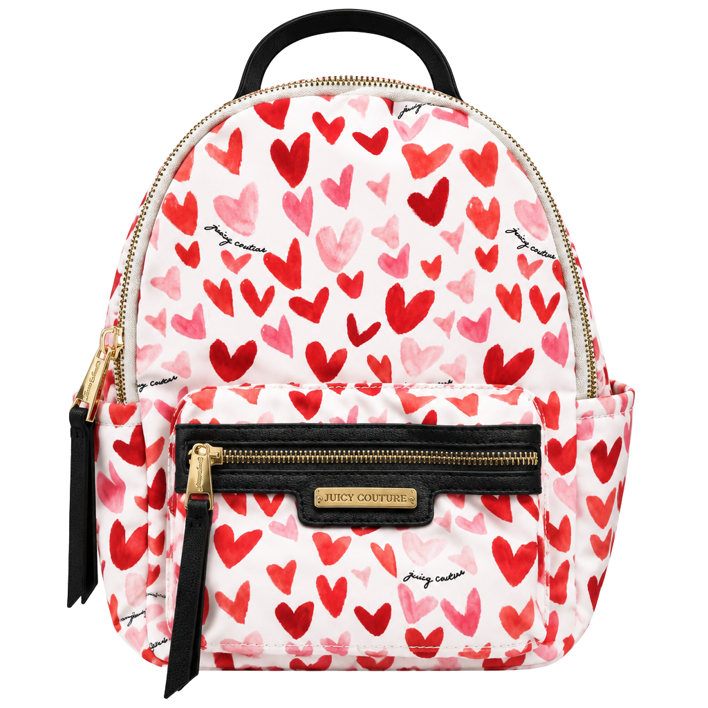 Juicy Couture Heart Print Mini Backpack White Red Black 1