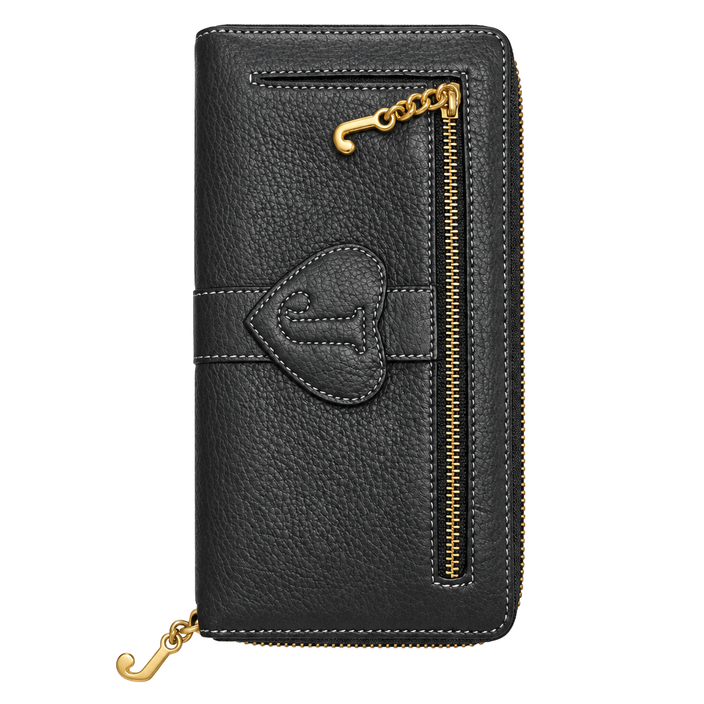 Juicy Couture Black Leather Zip Around Wallet 1