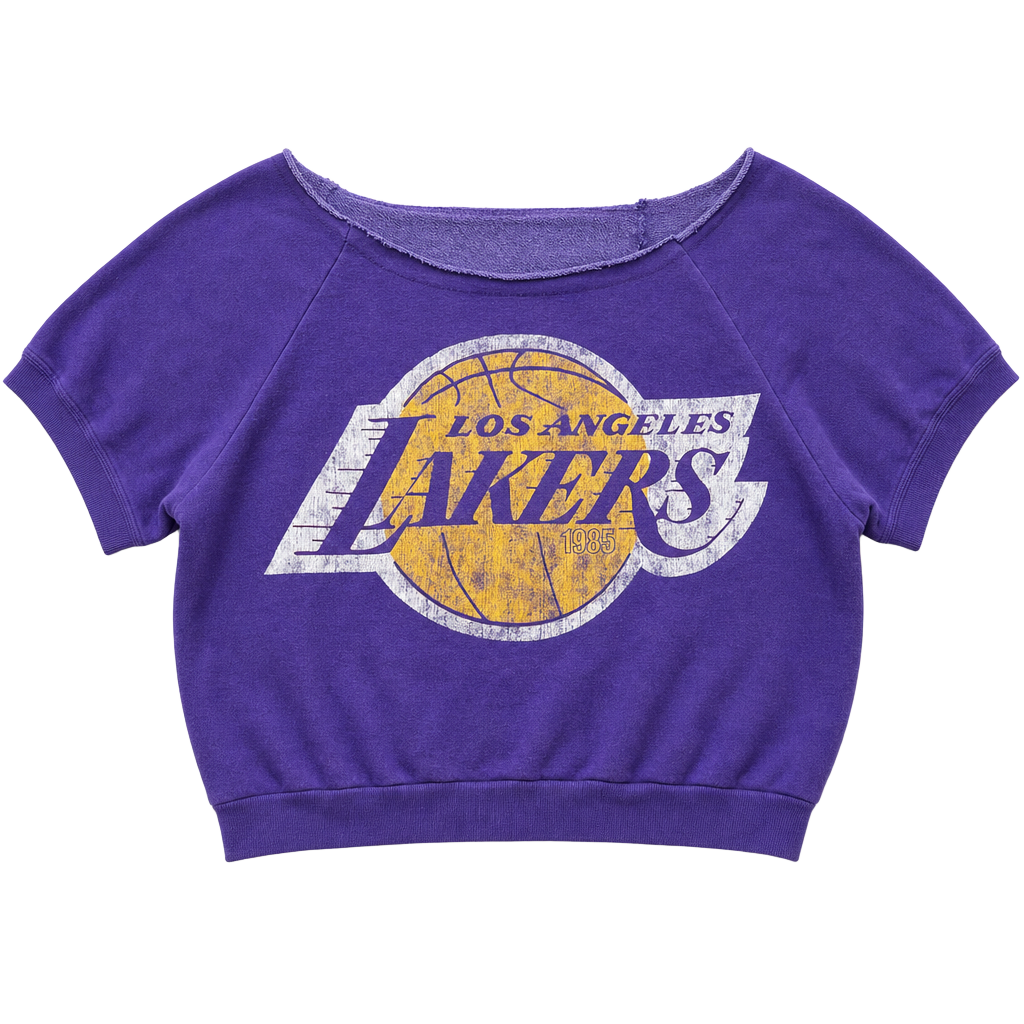 Hardwood Classics Los Angeles Lakers Off-The-Shoulder Pullover Sweatshirt- S 1