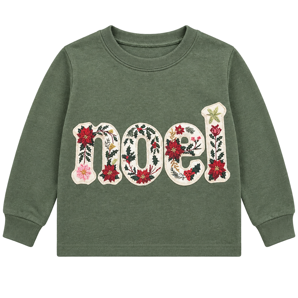 Gildan Noel Floral Christmas Sweatshirt Green 1