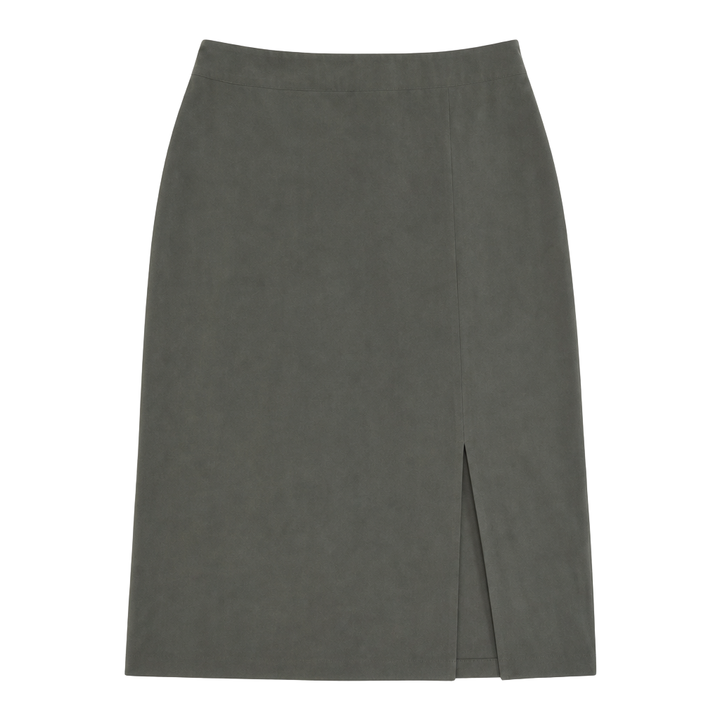 S.RAG Gray High-Waisted Side Slit Midi Pencil Skirt 1