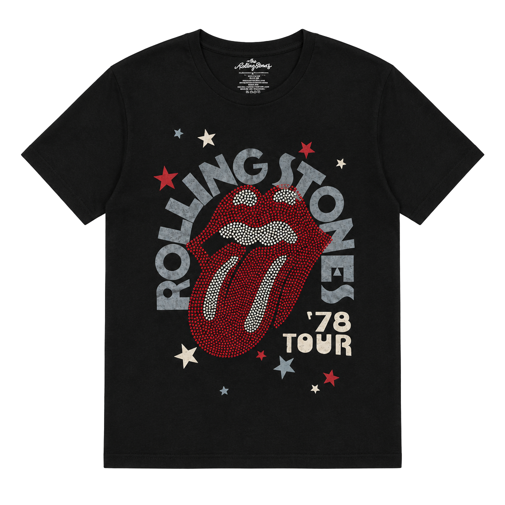 The Rolling Stones '78 Tour Rhinestone Graphic T-Shirt Size L 1