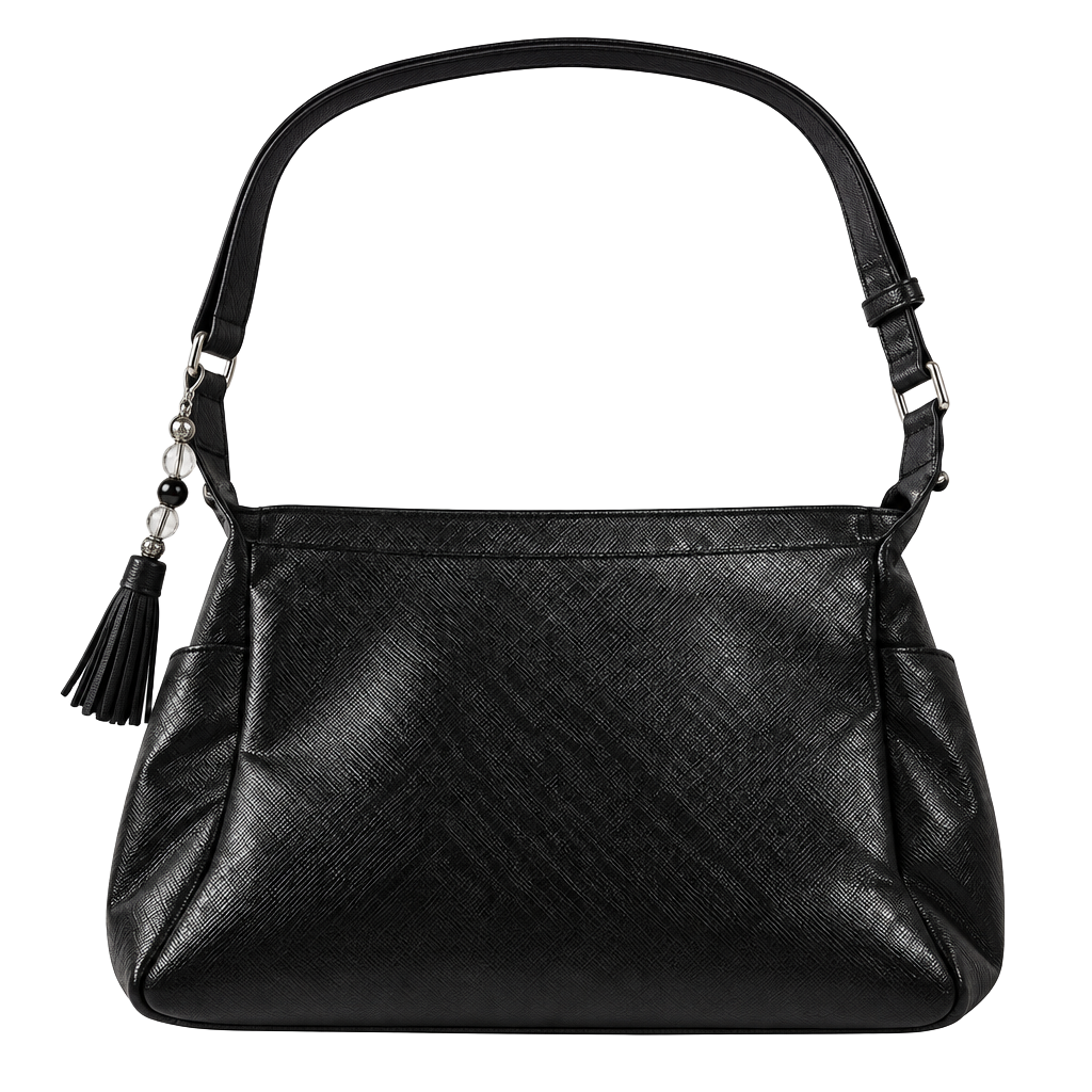 Great American leather works Black Embossed Floral Leather Shoulder bag Tassel 1