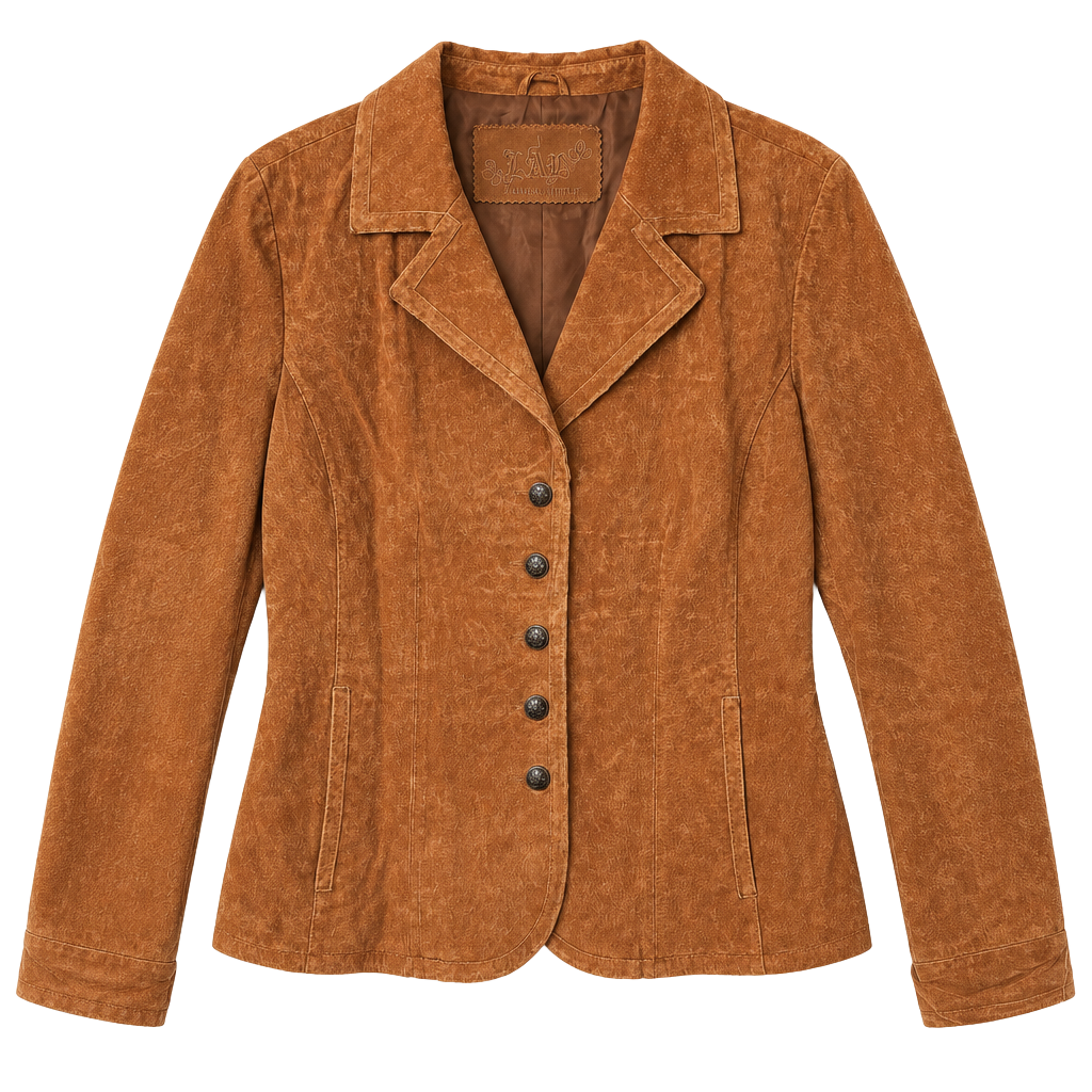 Live A Little Suede Leather Jacket Size L Brown 1