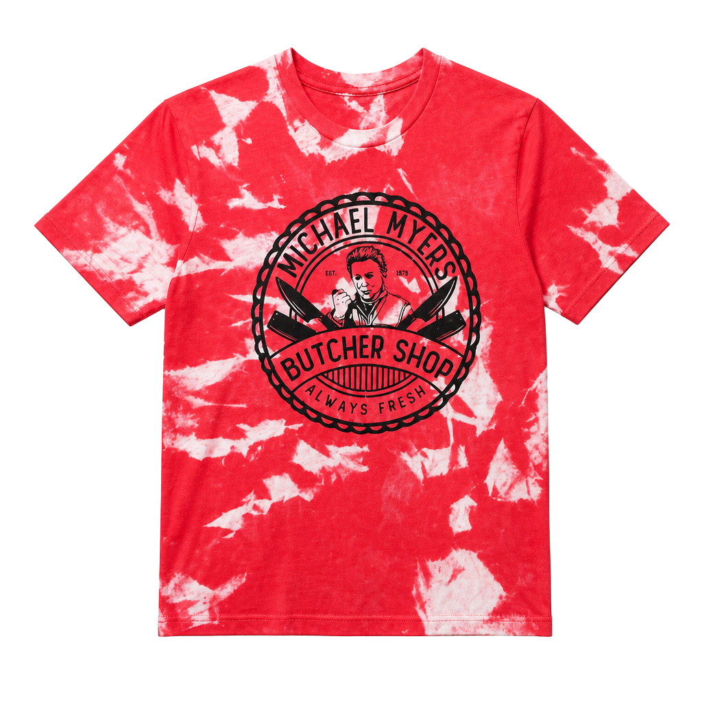 Michael Myers Butcher Shop Halloween Horror Movie Tie Dye T-Shirt 1