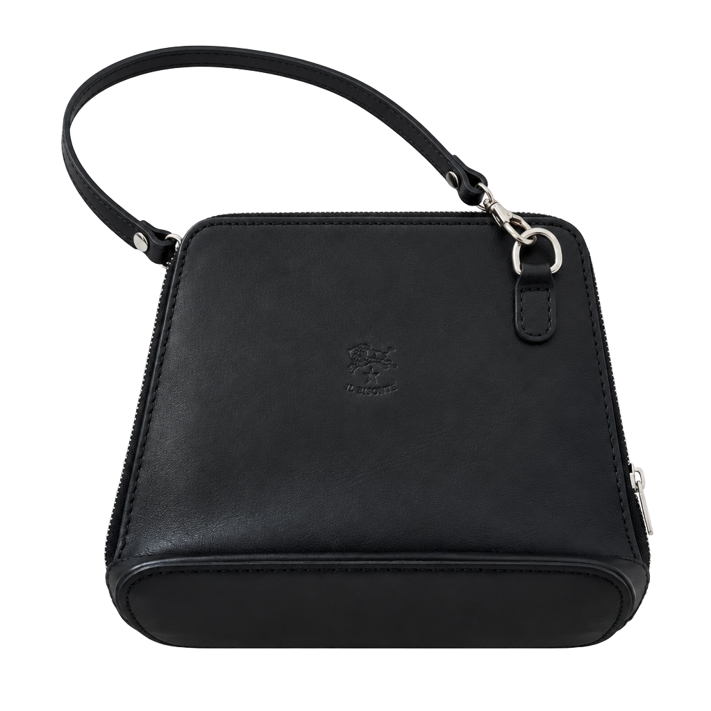 Vera Pelle Black Leather Crossbody Bag Made In Italy 1