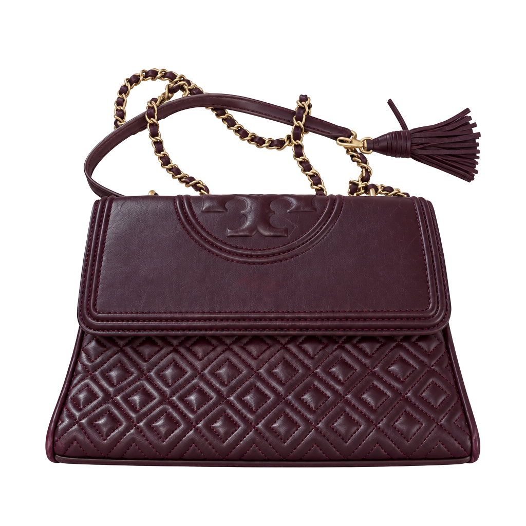 Tory Burch Fleming Quilted Leather Convertible Shoulder Bag Burgundy 1