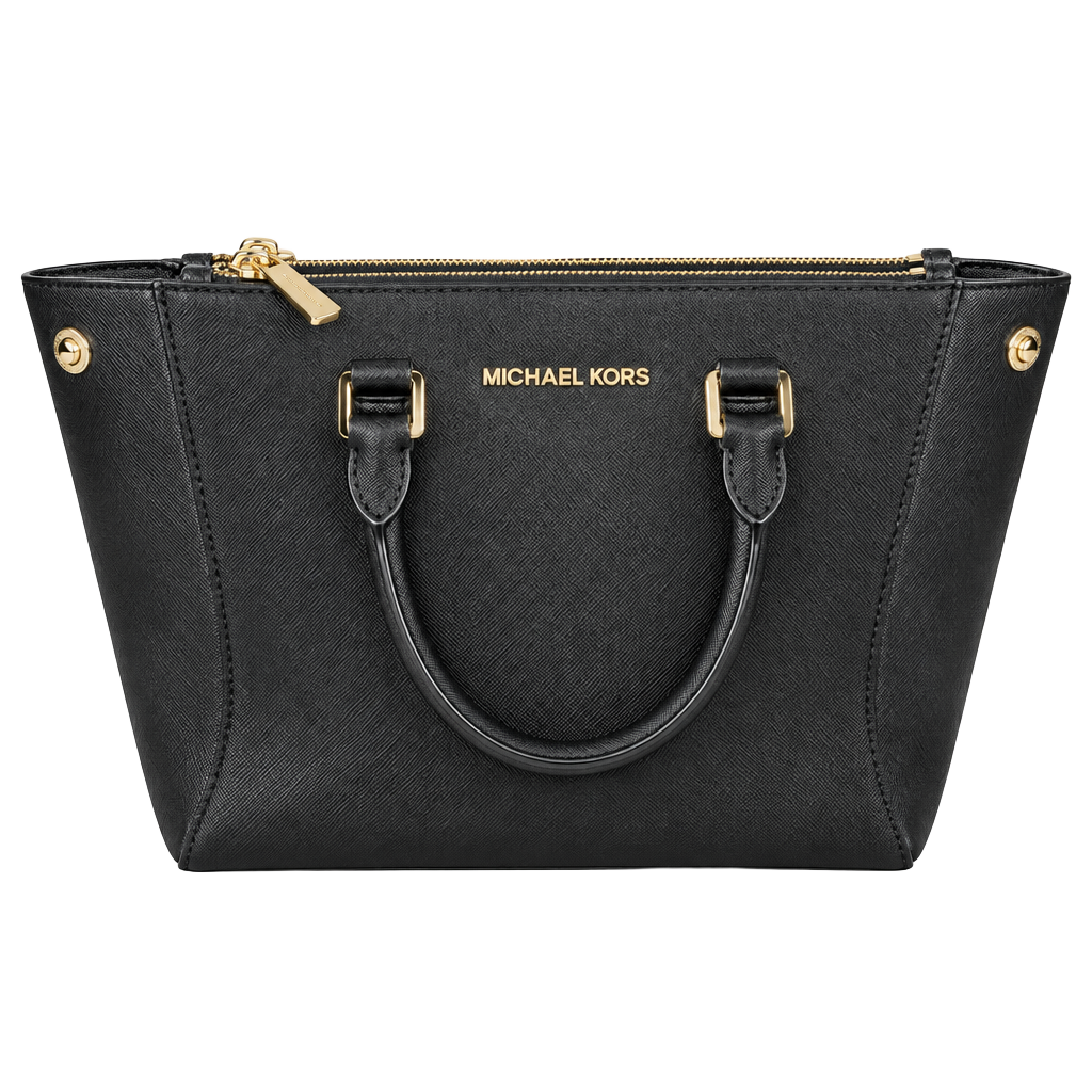 Michael Kors Saffiano Leather Black Satchel Handbag 1