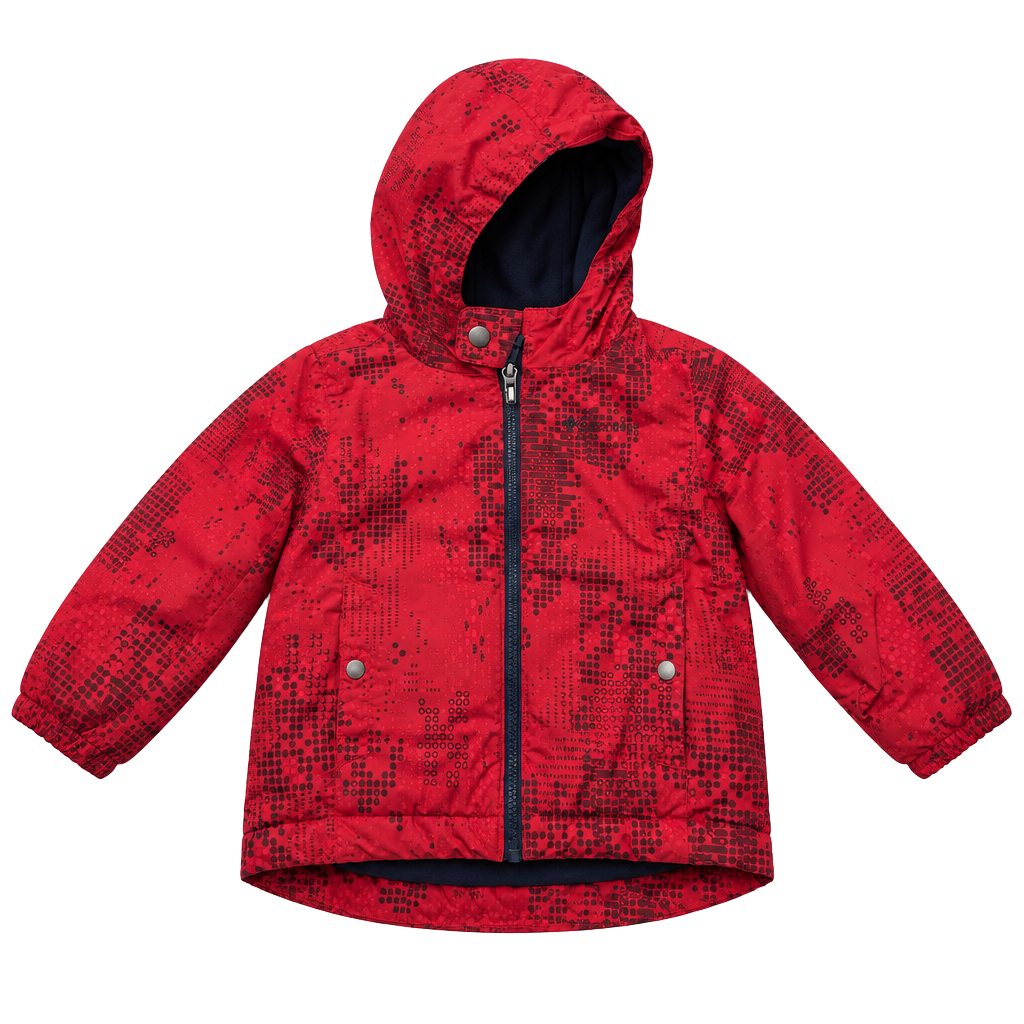 Columbia Jacket Size 3T Red Black Printed Hooded Coat 1