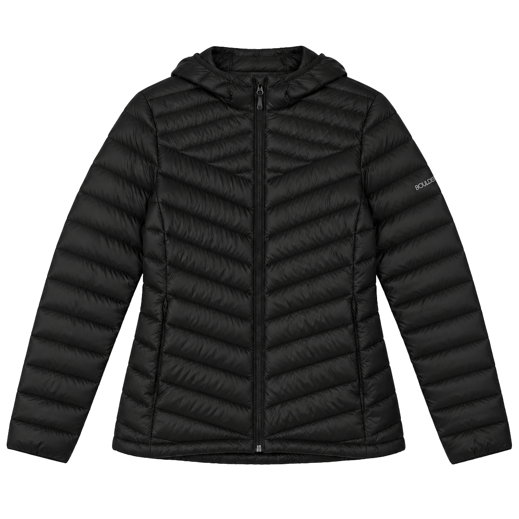 Boulder Gear Puffer Jacket women Size L Black Quilted Hooded 1
