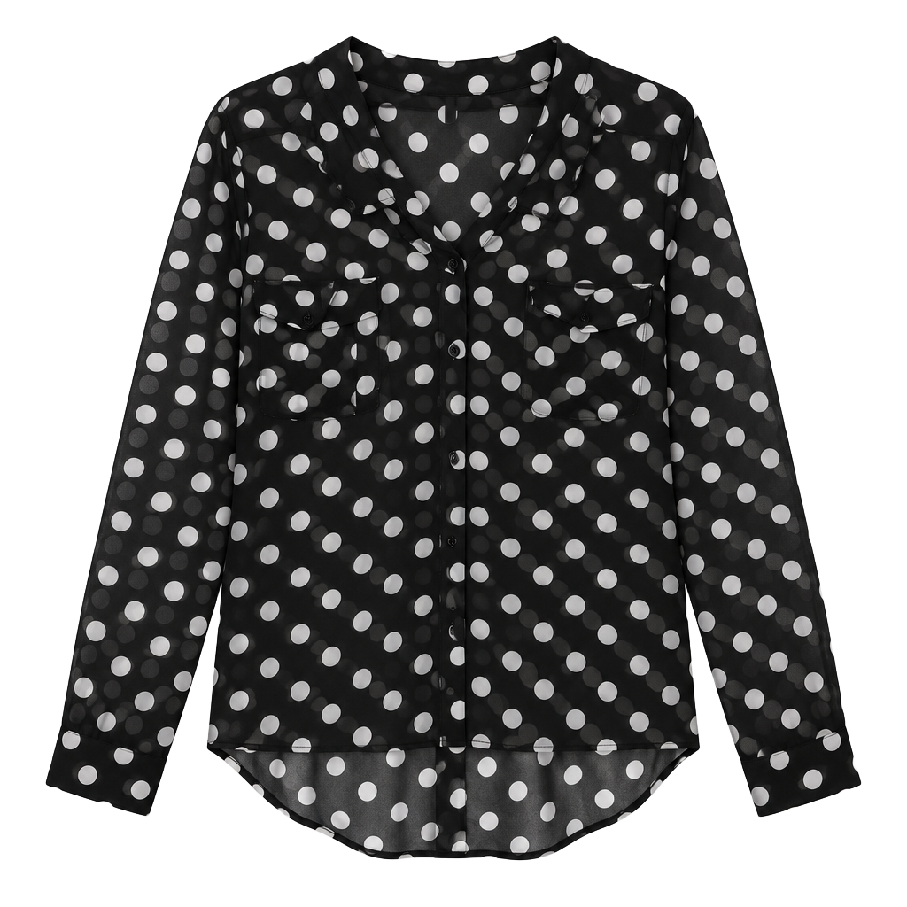Free People Polka Dot Easy Rider Button Down Blouse Size S 1