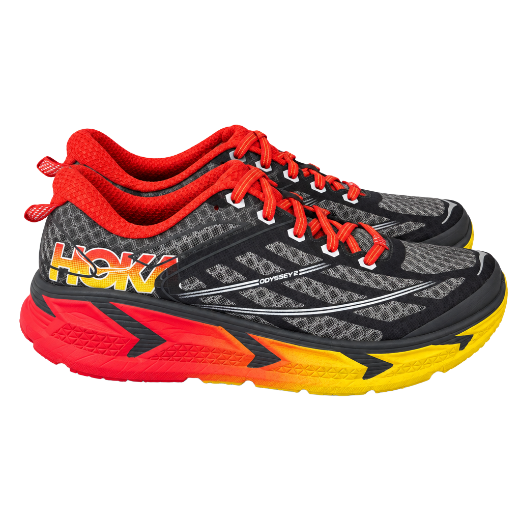 Hoka One One Odyssey 2 Running Shoes Black Red Yellow
Size 10 1