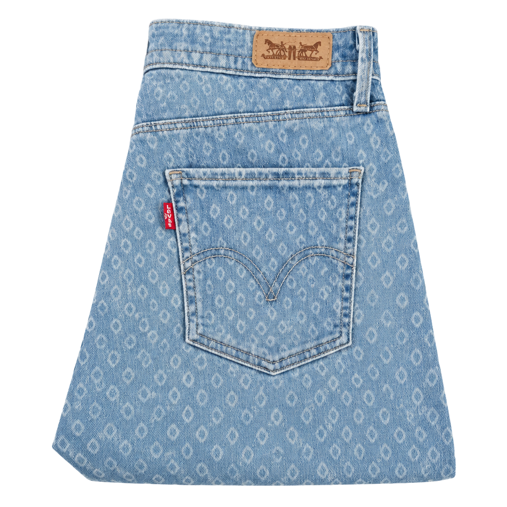 Levi's Mid Rise Skinny Size 28 Diamond Print Blue Denim Jeans 1
