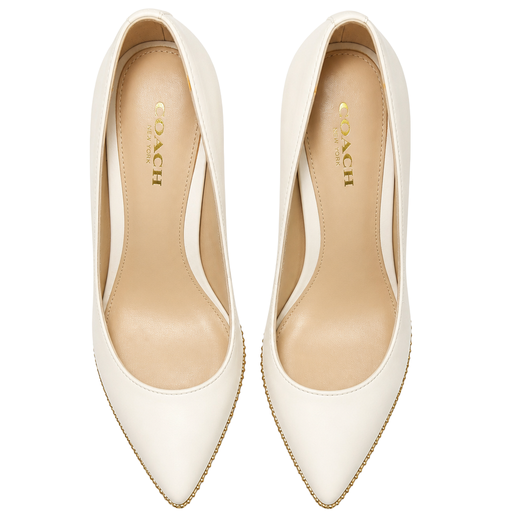 Coach Smith Beadchain Cream Leather Pointed Toe Pumps Heels Size 5.5B 1