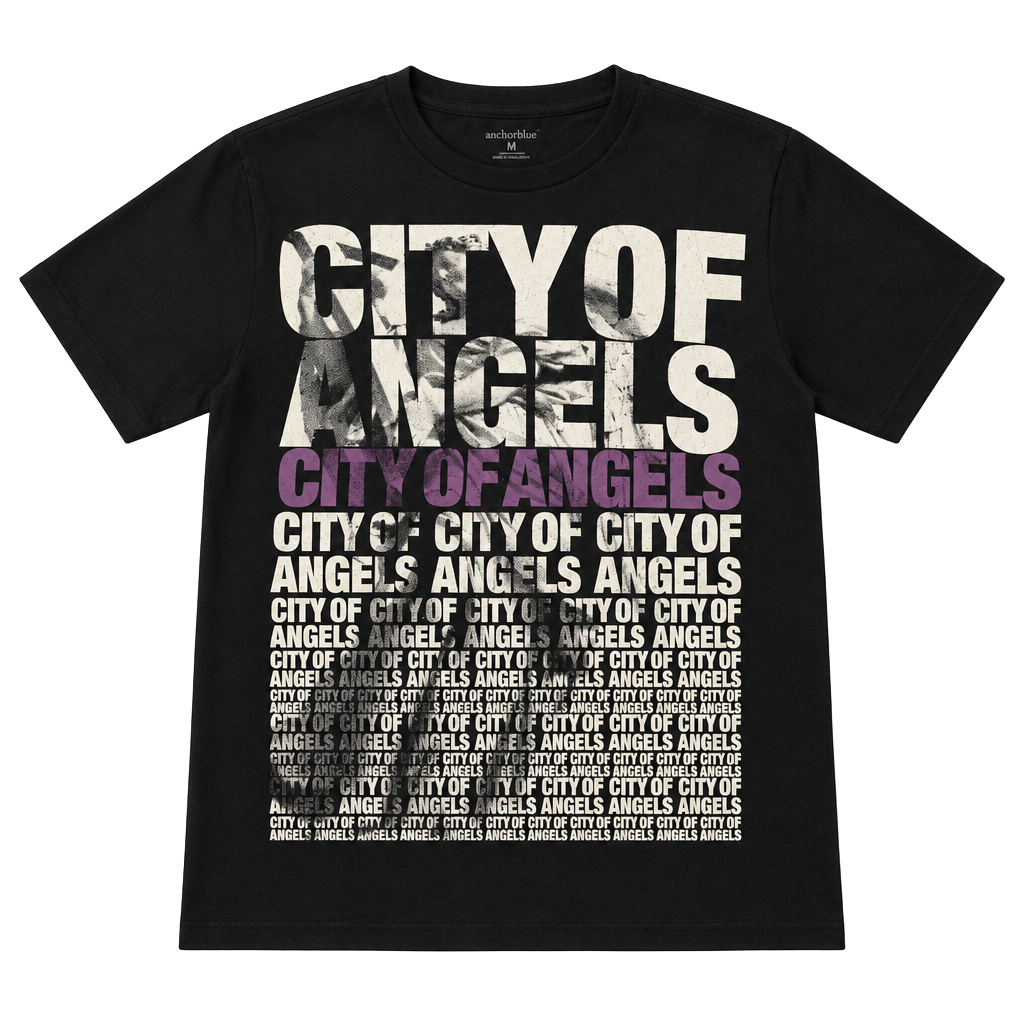 Anchor Blue City Of Angels Graphic T-Shirt Size M Black 1
