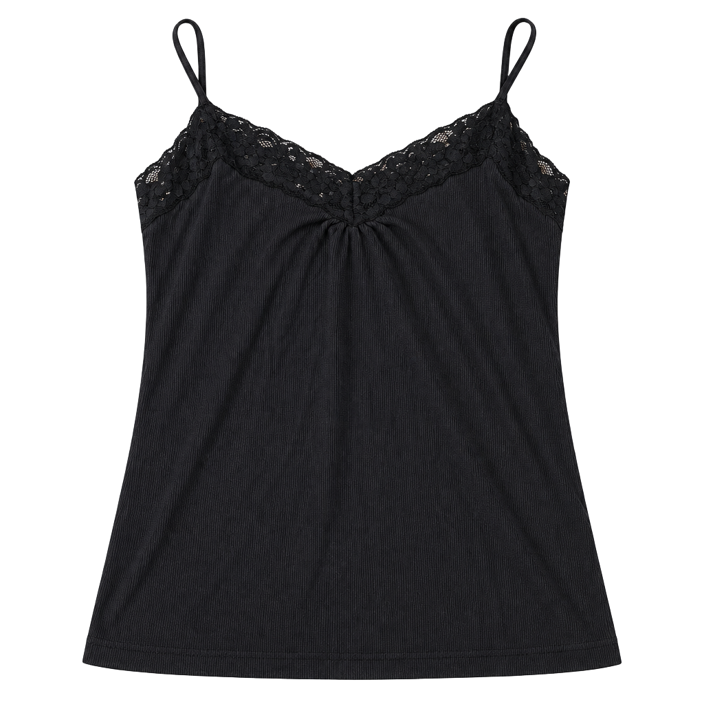 Worthington Stretch Black Lace Trim Cami Top Size XL 1