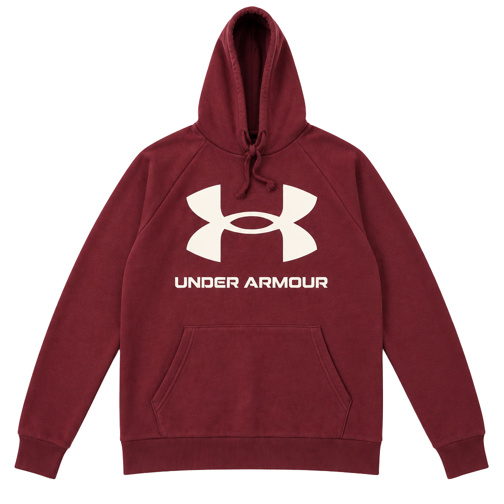 Under Armour Rival Fleece Logo Hoodie Size MD Maroon Big Logo Pullover 1