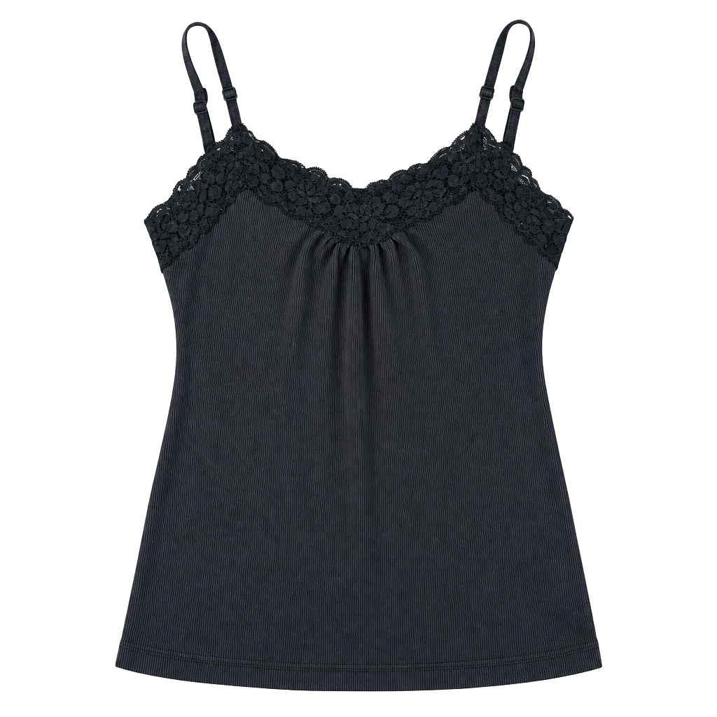 Worthington Stretch Black Lace Trim Camisole Size L 1